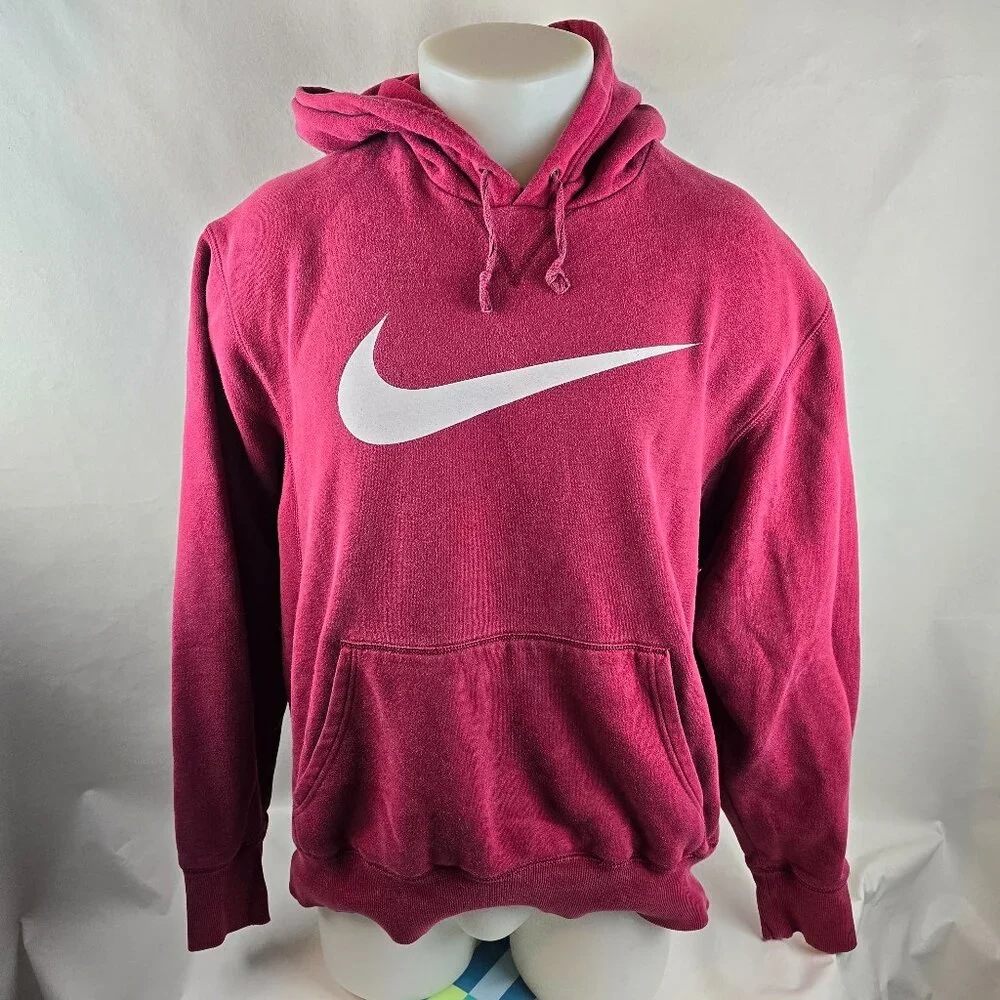 Nike Sweatshirt Mens Large Red Hoodie Sportswear Athletisure Swoosh Casual Sport - Picture 1 of 12